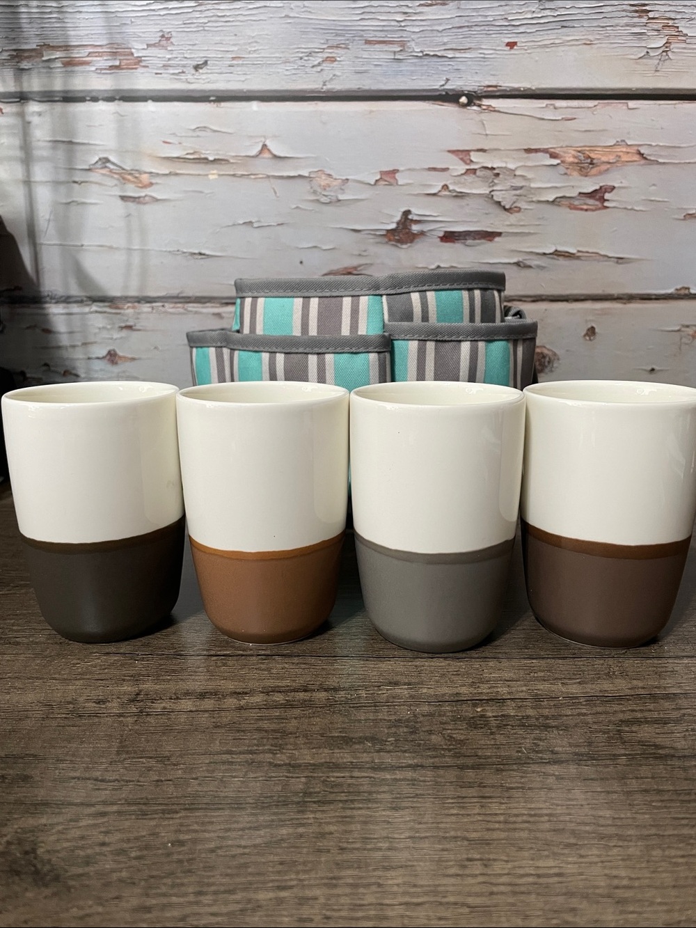 Starbucks Ceramic espresso cups set of 4. Comes with spinning caddie.